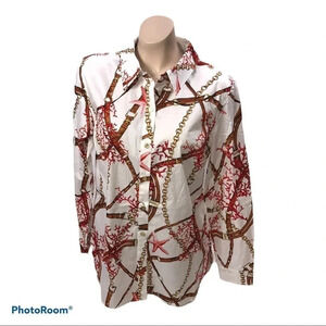 Susan Graver Size 6 Chain Design Button Down Shirt. New Without Tags